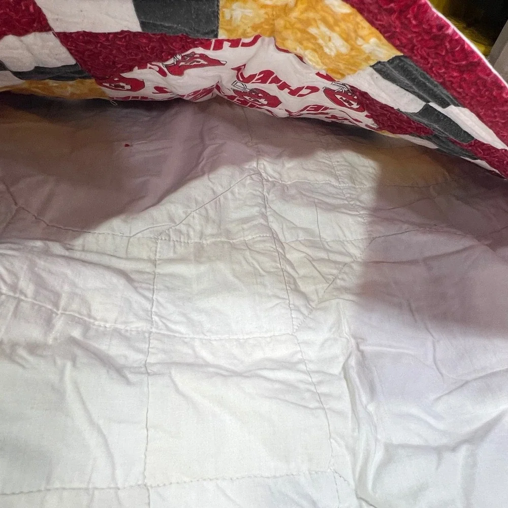 Kansas City Chiefs Handmade Patchwork Quilt Throw Blanket Red Gold‎ 59x41